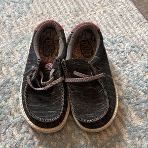 Hey Dude Kids Black Slip-On Sneakers with Pink Accents